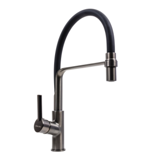 Змішувач кухонний Valeso BQ566 гнучкий з тримачем (PVD чорний)