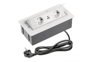 Подовжувач настільний SOFT, 2х Schuko, 2хUSB 2,1A (A+C), 230V AC,16A.3600W, Білий (AE-PBSUC2GS-10N)