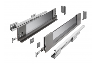 Шухляда зі скляними боковинами AXIS PRO L=400мм, H=116мм Антрацит (PB-AXISPRO-GLASS-KPL400B)