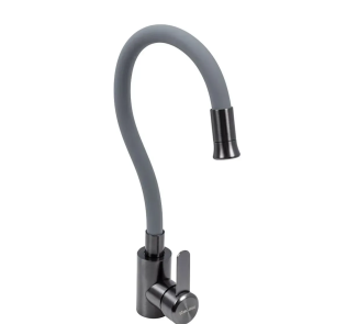 Змішувач кухонний Valeso KF63 PVD сірий гусак. чорний корпус